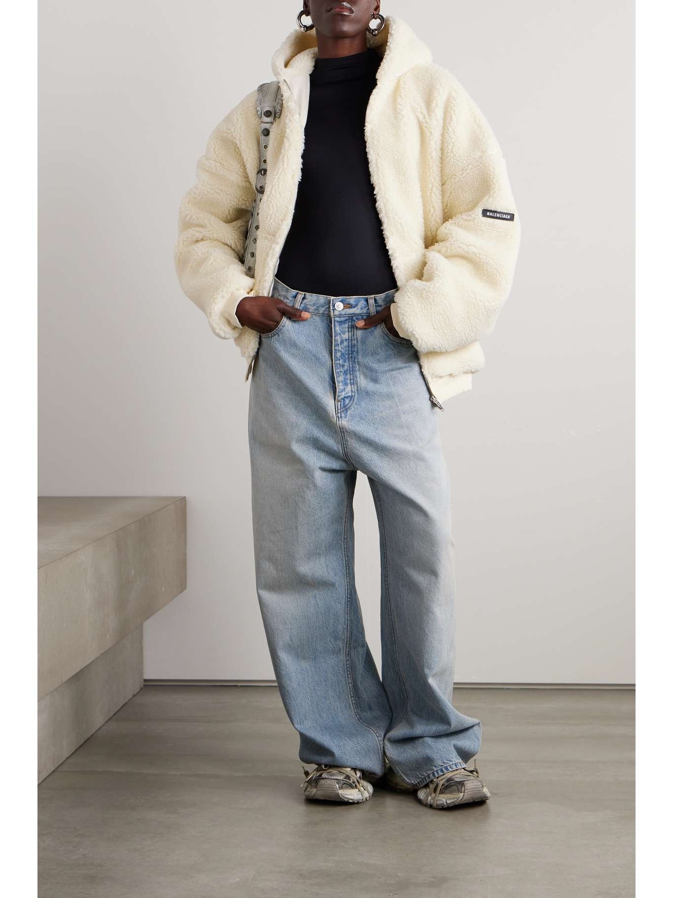 Balenciaga shearling denim jacket hotsell