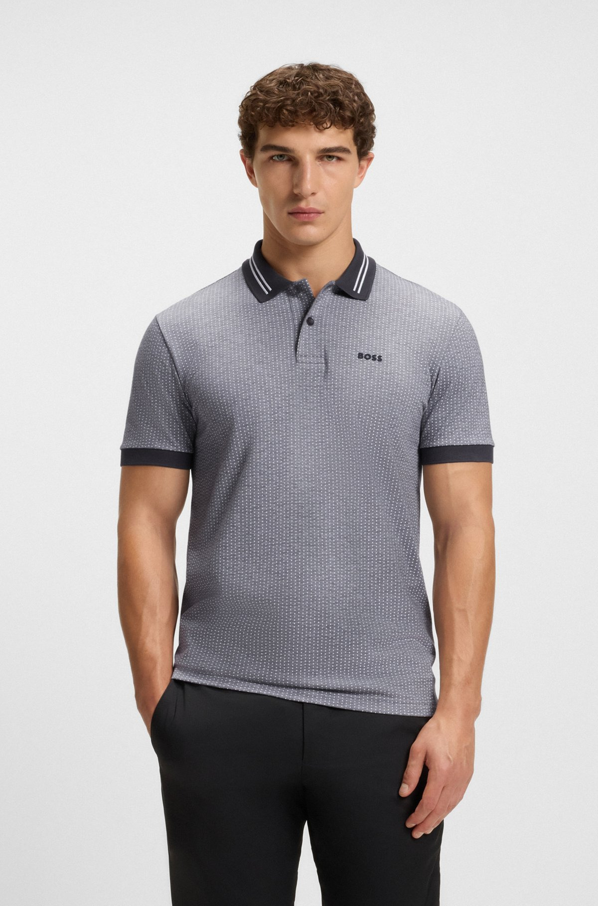 COTTON-PIQUÉ POLO SHIRT WITH DOT PRINT - 2