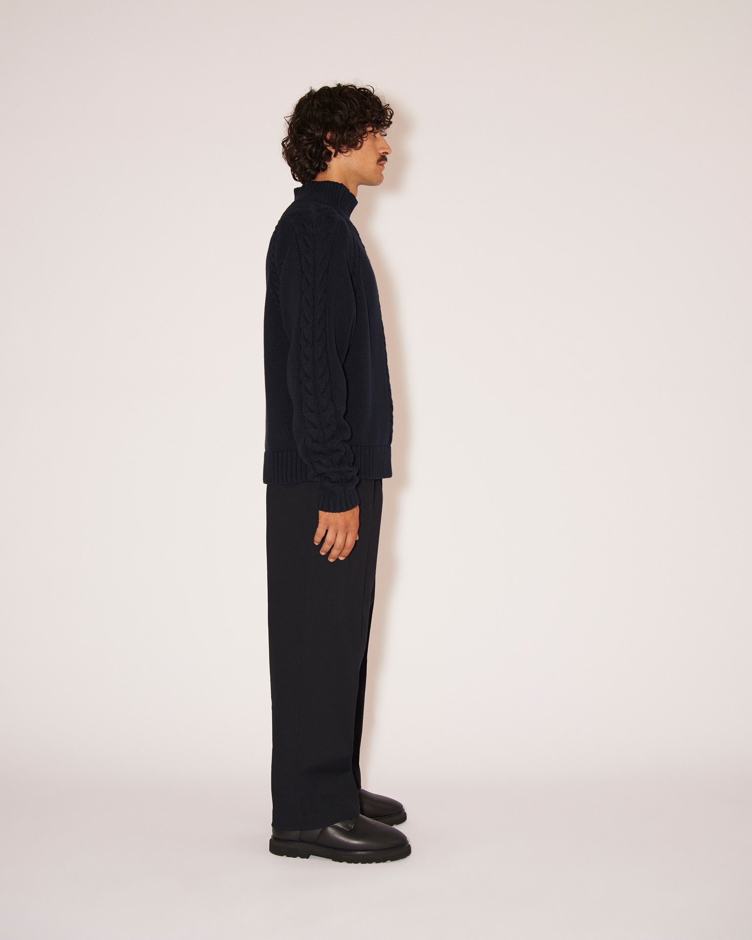 ELON - Cavalry-twill relaxed pants - Ink - 3