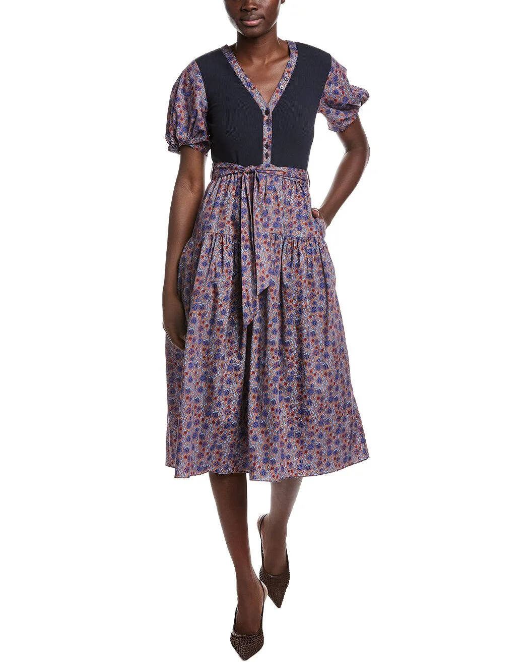 Derek Lam 10 Crosby Natalia Mixed Media Dress - 1