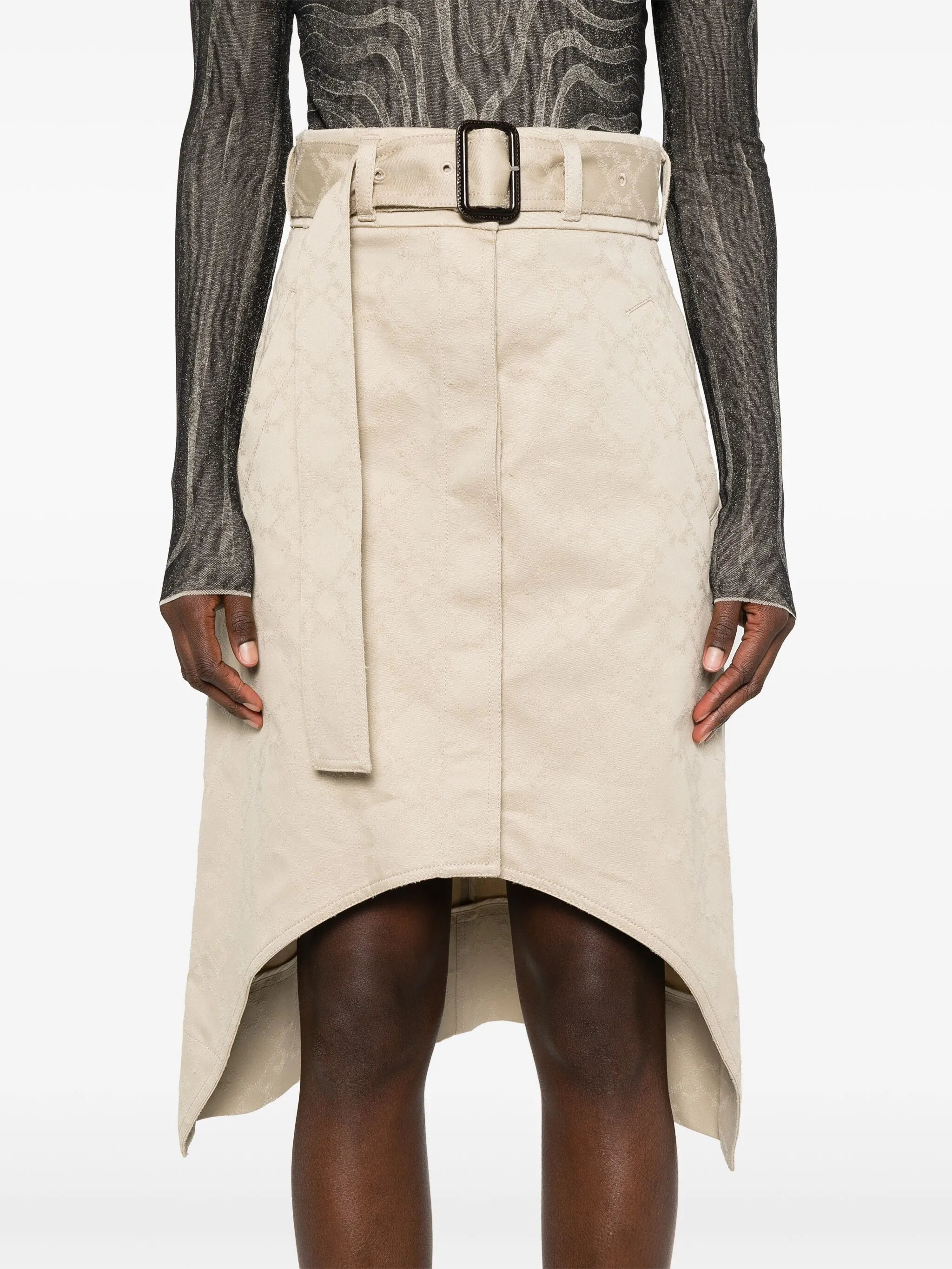 monogram 72 asymmetric midi skirt - 5