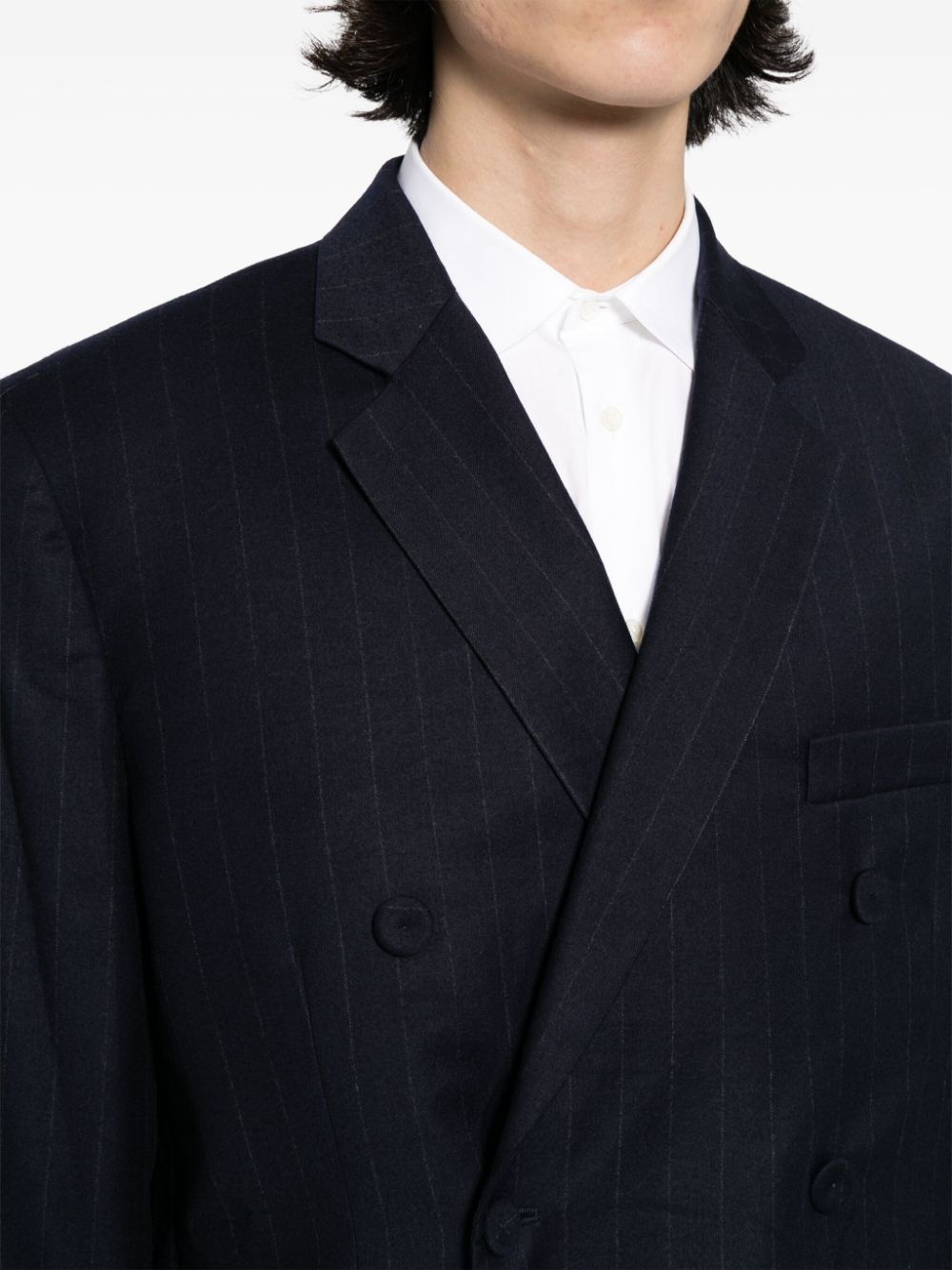 single-breasted virgin wool-blend blazer - 5