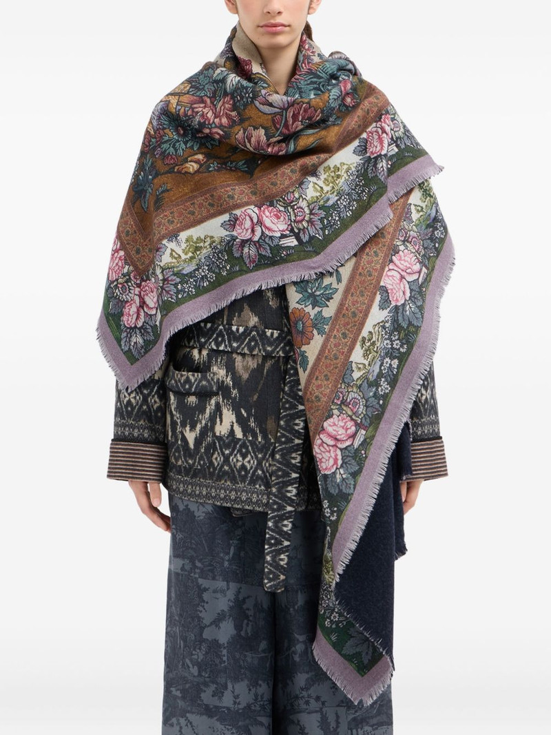 Pierre-Louis Mascia floral-pattern fringed-edges scarf outlook