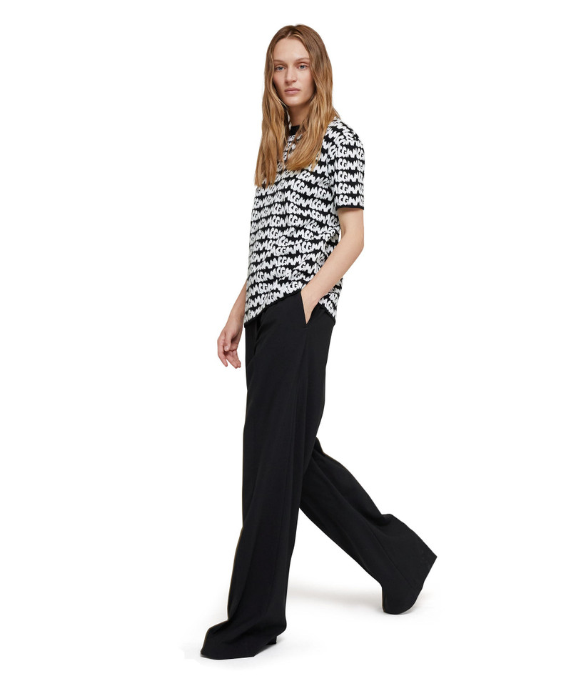 Fresh wool pleated pants with logoed elastic waistband 5
