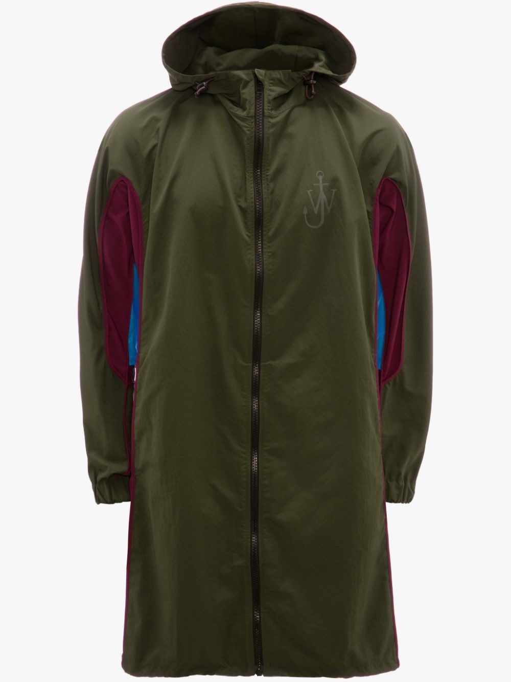 LONG COLOUR BLOCK PARKA COAT - 1