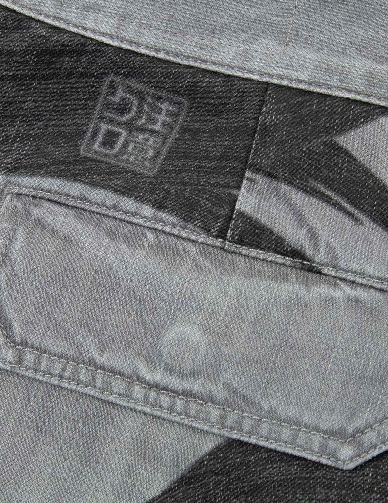 Brushstroke Effect Washed Denim Shorts 15