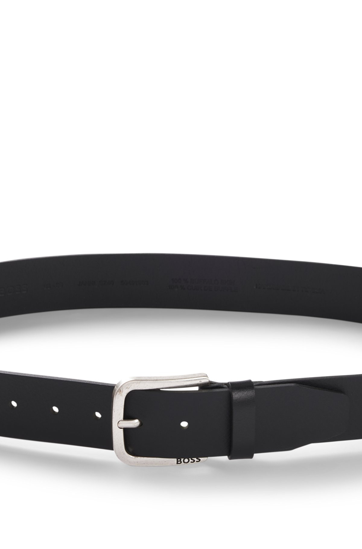 BUFFALO-LEATHER BELT WITH BRANDED PIN BUCKLE - 4