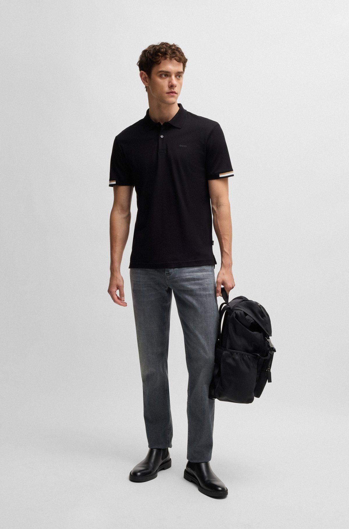 REGULAR-FIT JEANS IN GRAY ITALIAN SOFT-TOUCH DENIM - 3