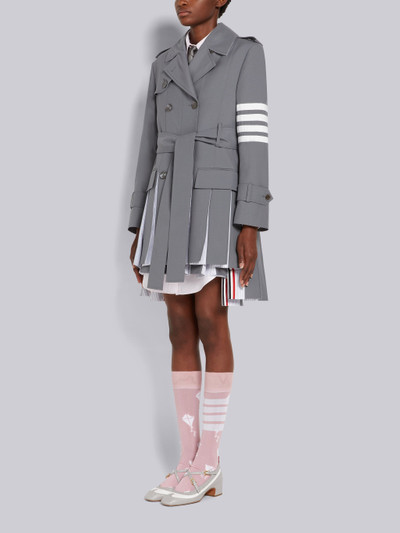 Thom Browne Medium Grey Oxford and Ripstop School Uniform 4-Bar Dropped Back Pleated Trench outlook