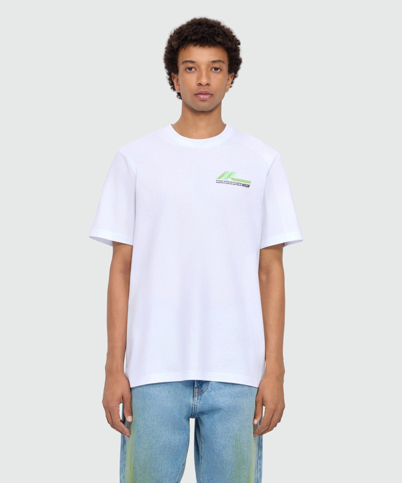 MSGM White short-sleeve cotton jersey T-shirt with chest print outlook