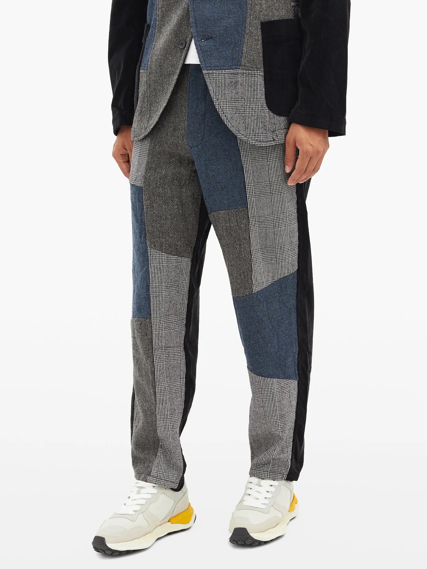 Patchwork wool-twill and cotton-corduroy trousers - 6