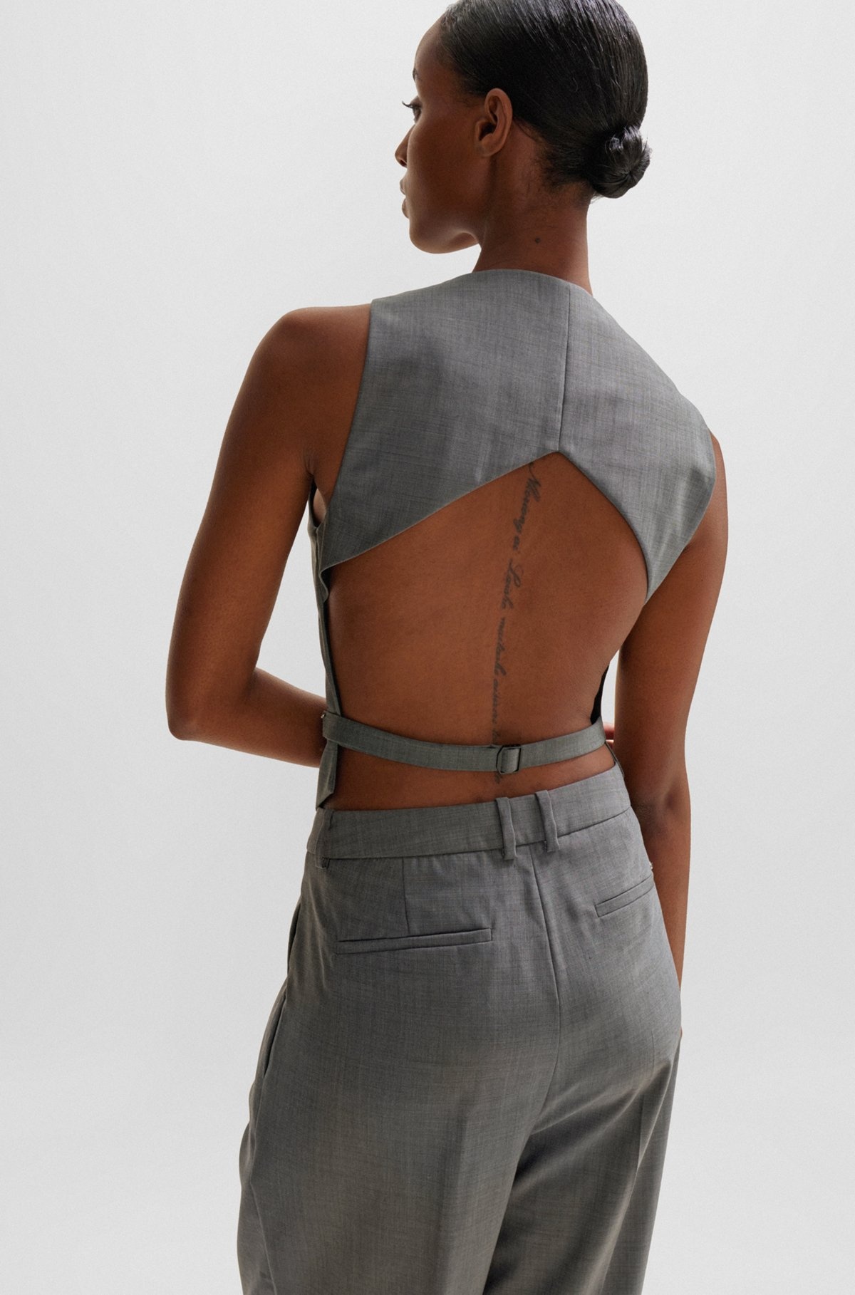 OPEN-BACK SLIM-FIT WAISTCOAT IN VIRGIN WOOL - 6