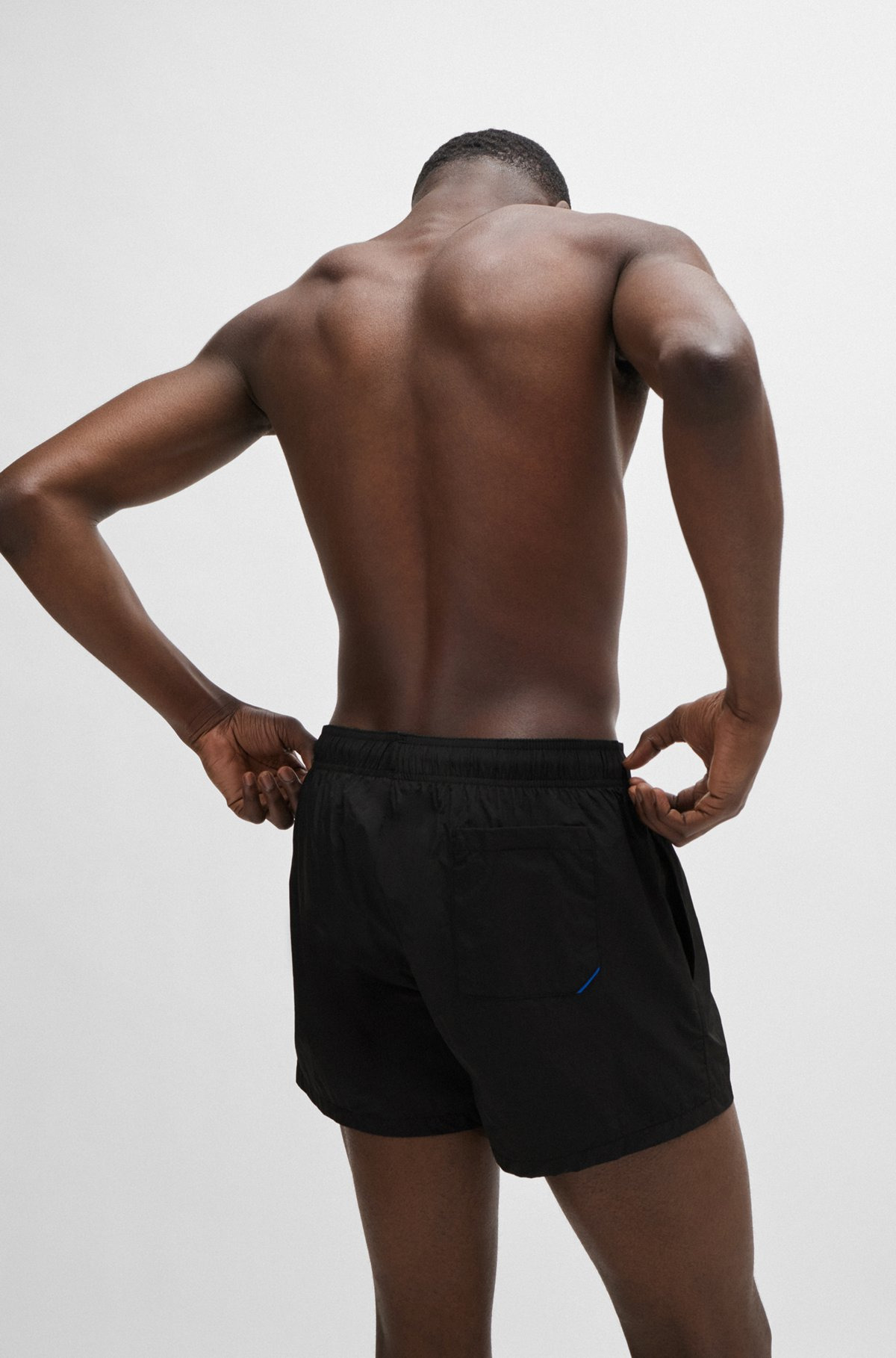 PARTIALLY LINED QUICK-DRY SWIM SHORTS WITH VERTICAL LOGO - 4