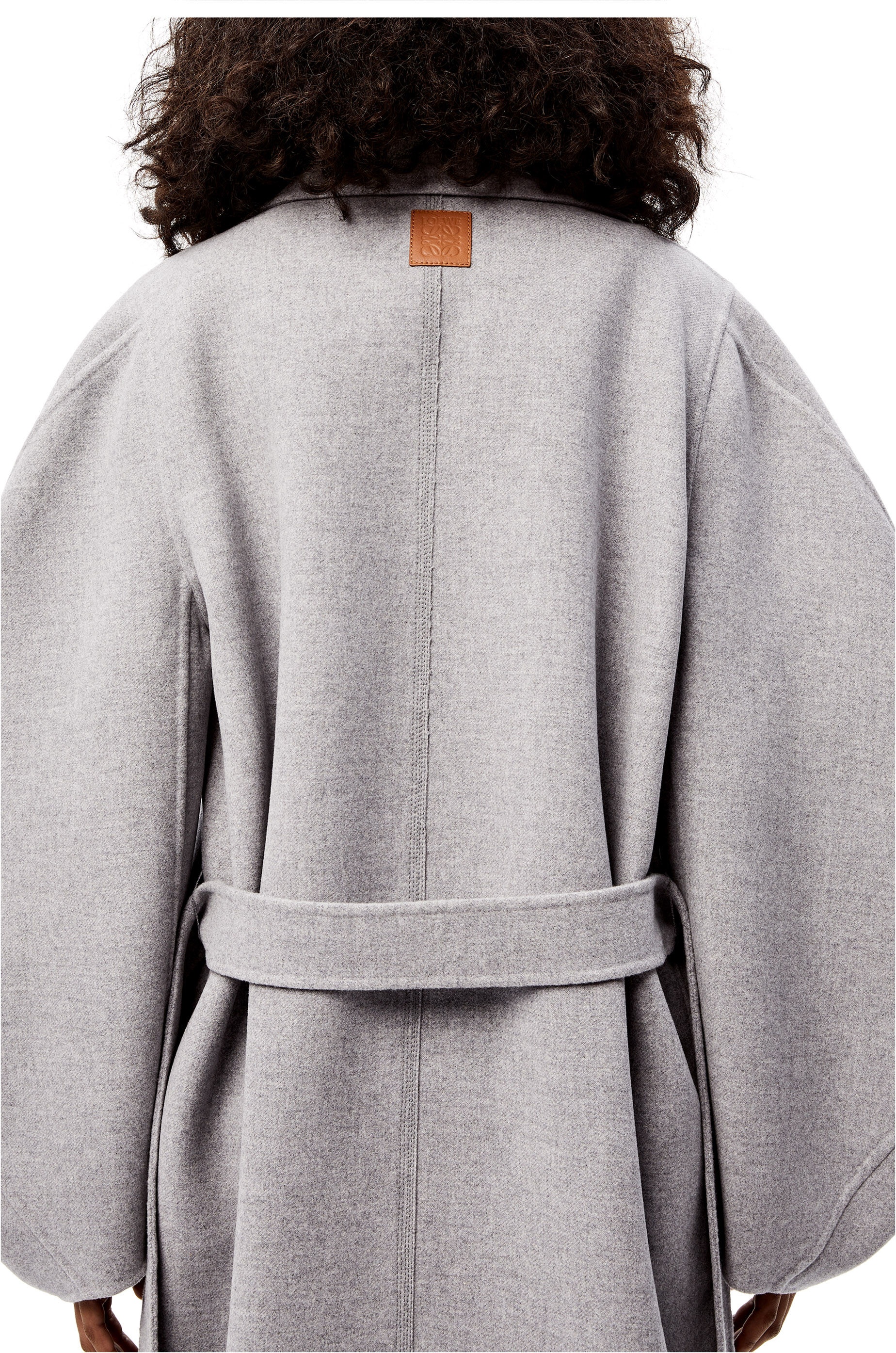 Circular sleeve belted coat in wool and cashmere - 5