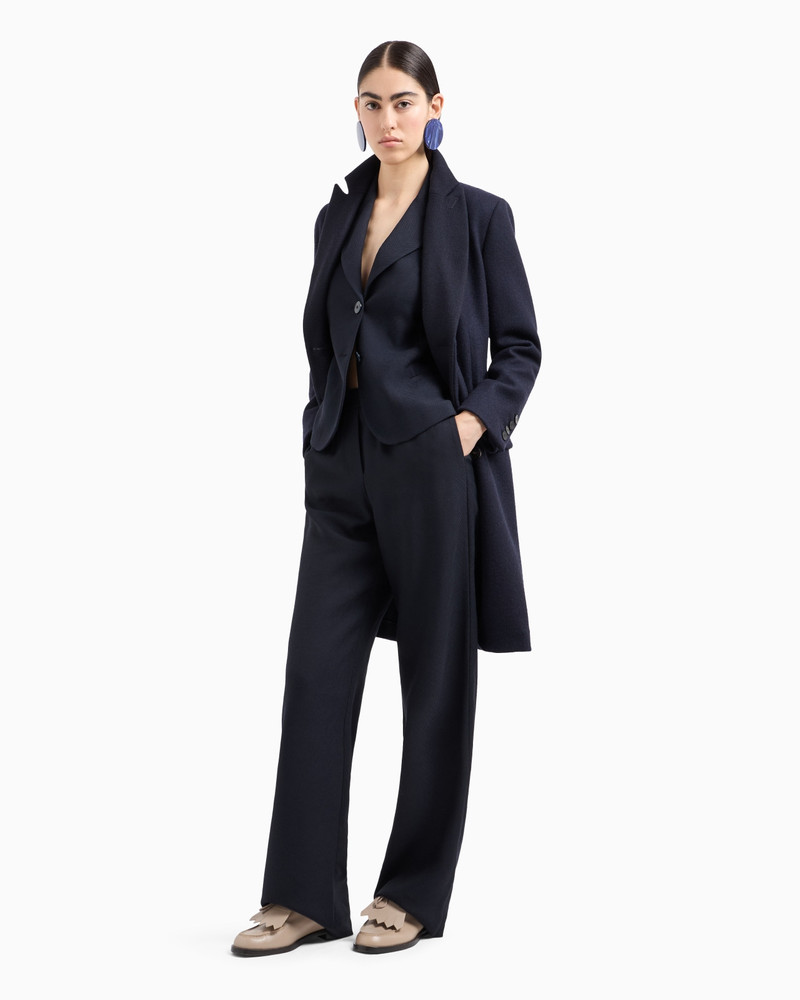 EMPORIO ARMANI Icon chevron virgin wool blend trousers with an elasticated waist outlook