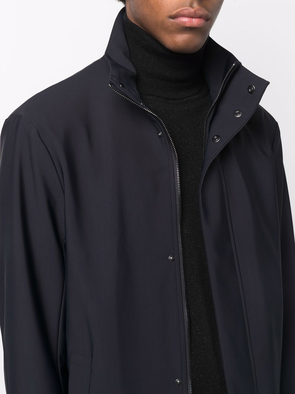 high-neck mid-length coat - 5