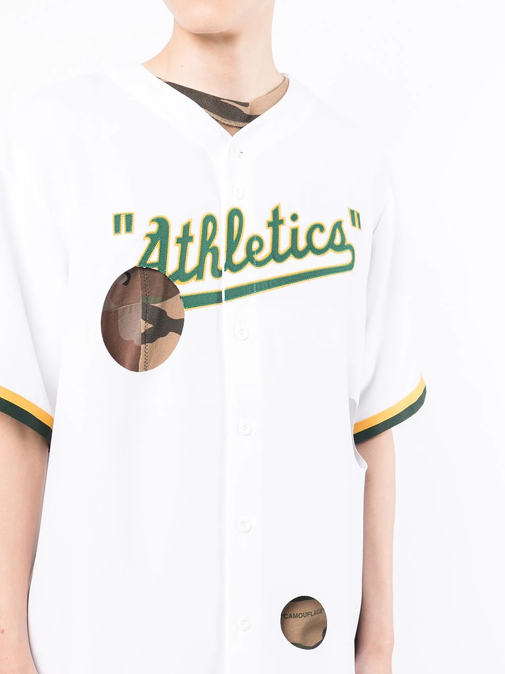 cut-out slogan-print baseball shirt - 5