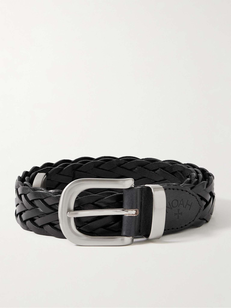 3cm Logo-Debossed Woven Leather Belt 1