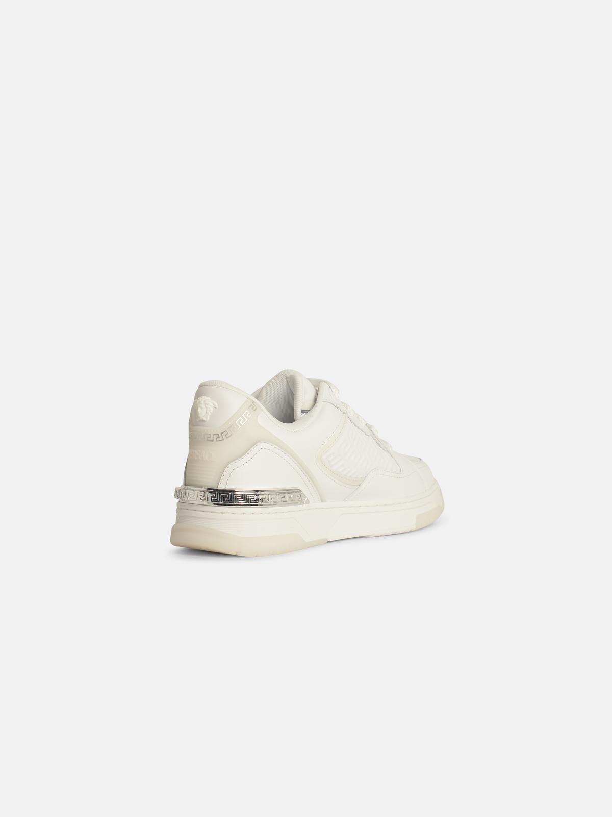 'GRECA' WHITE LEATHER BLEND SNEAKERS - 3