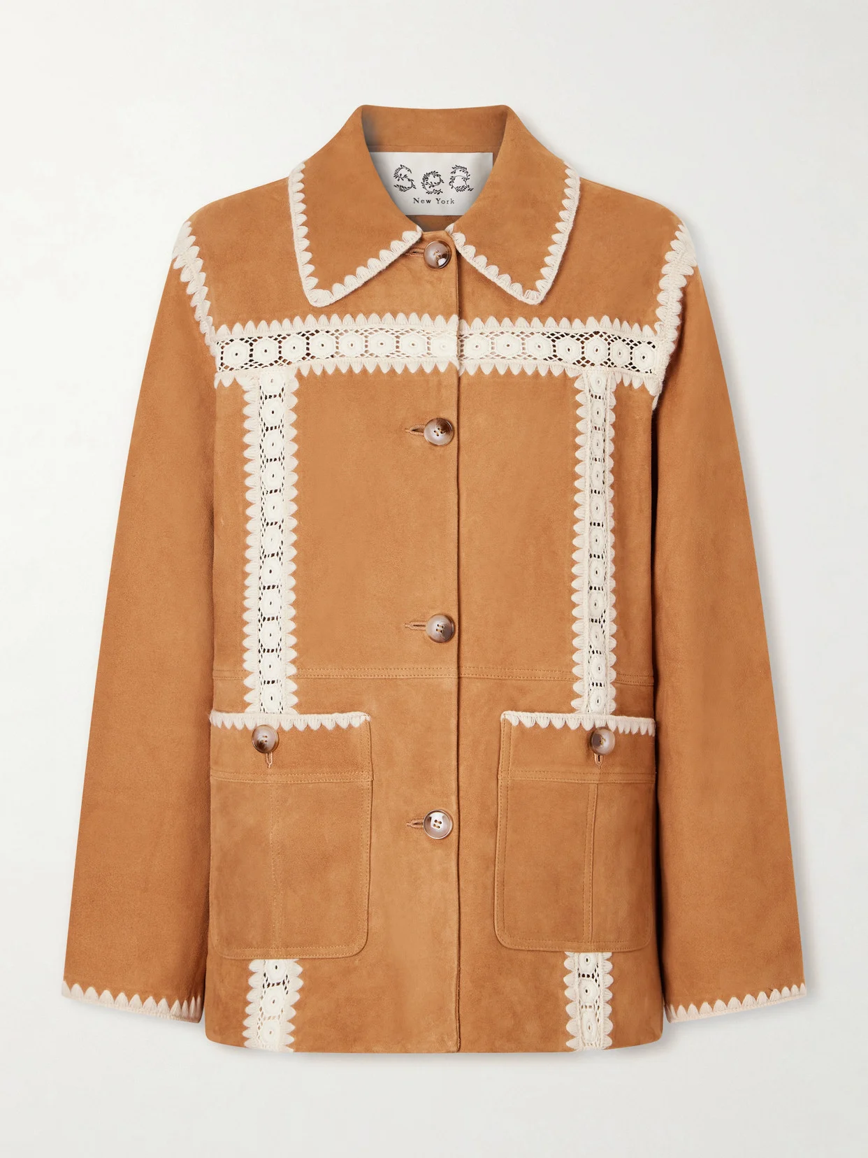 Irena Embroidered Suede Jacket - 1