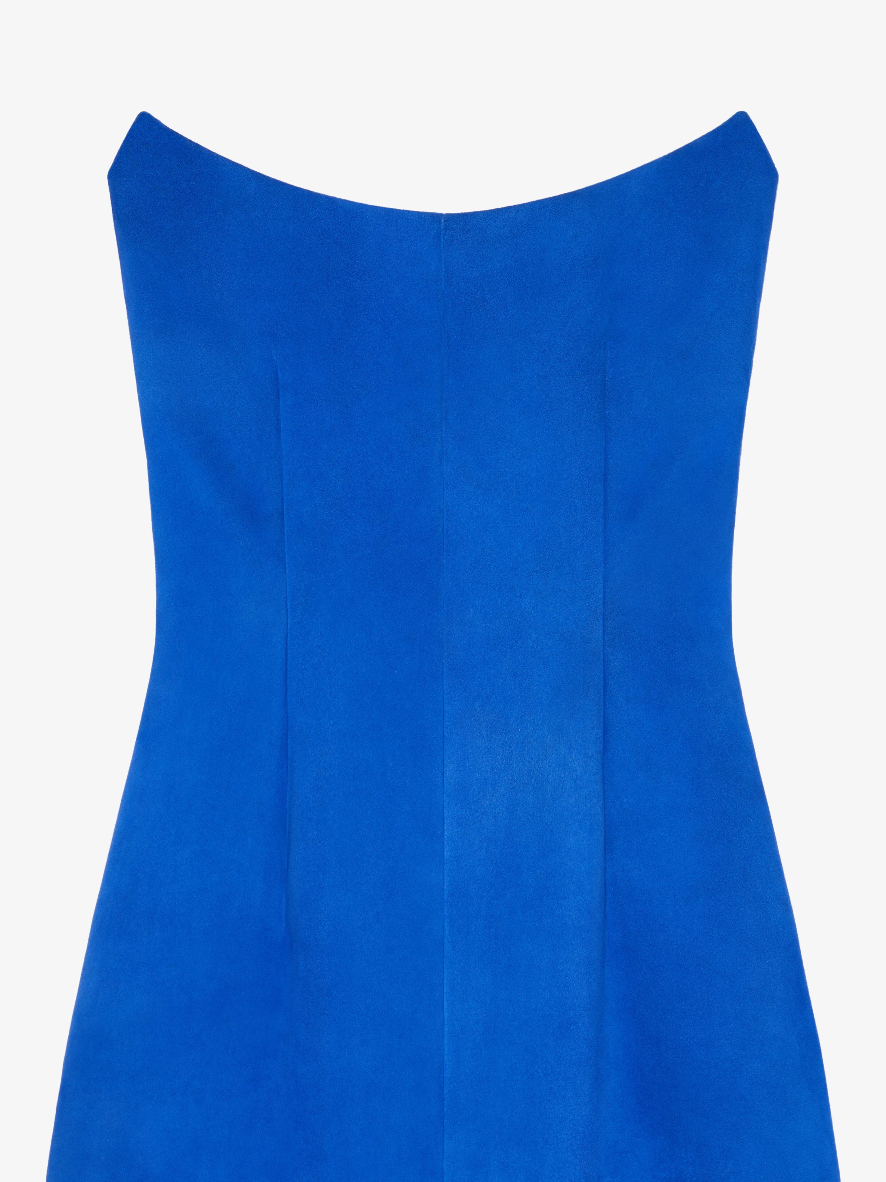 ASYMMETRIC BUSTIER DRESS IN SUEDE - 5
