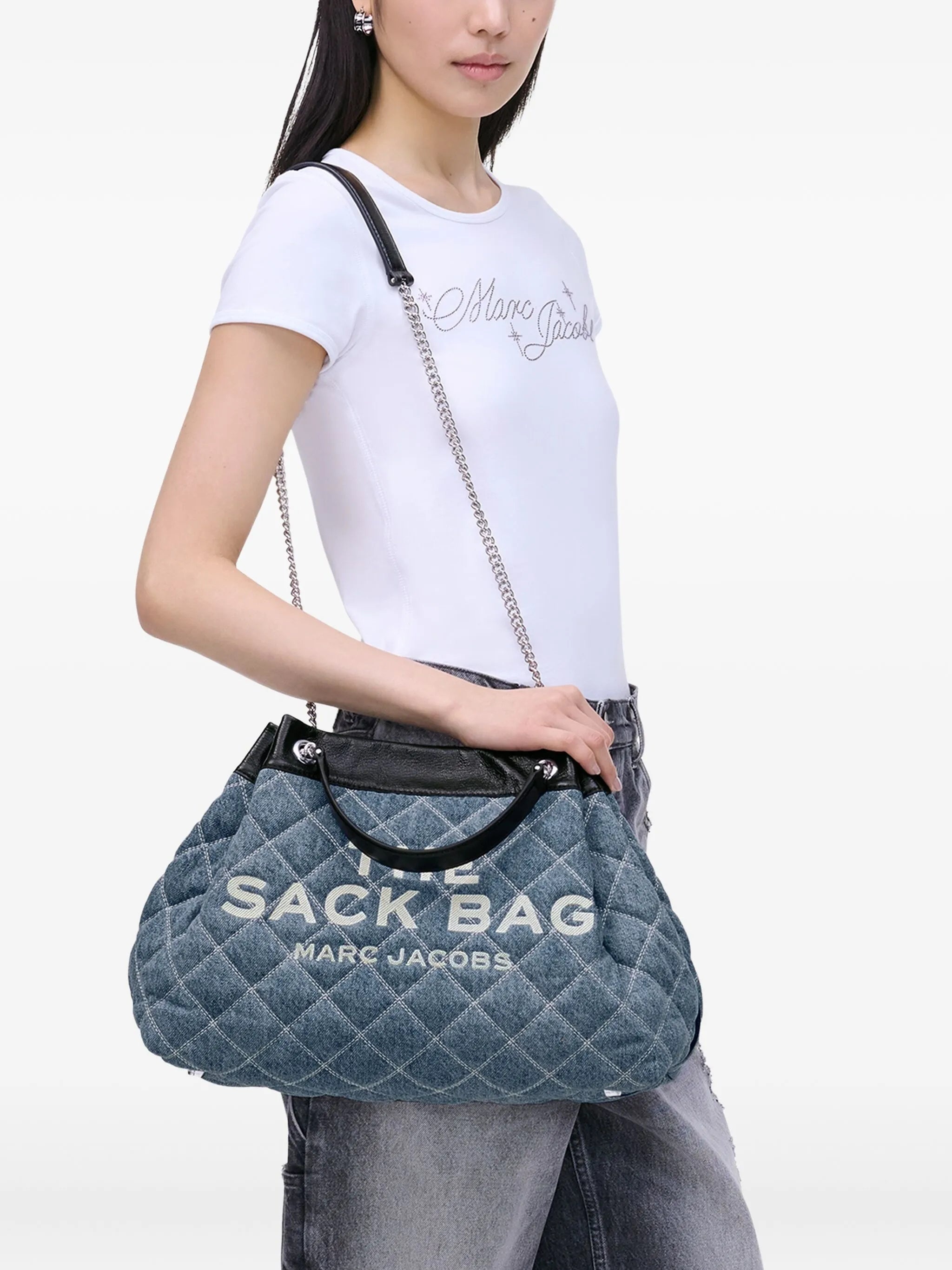 Marc Jacobs The Quilted Denim Large Chain Sack Bag - 3