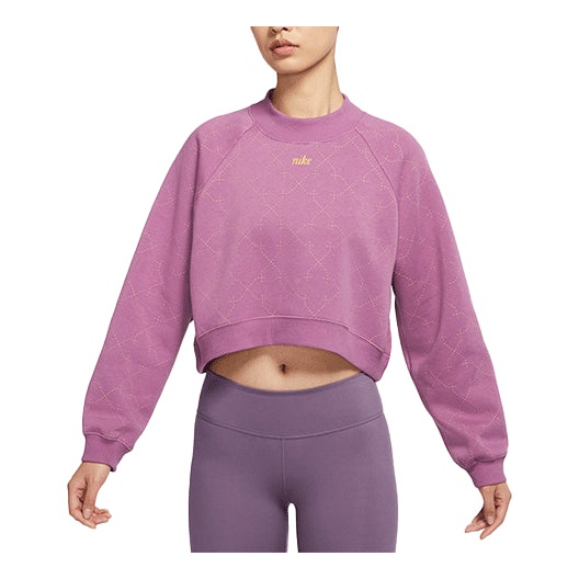 (WMNS) Nike Athleisure Casual Sports Fleece Lined Short Round Neck Pullover Purple Red Hoodie Violet - 1