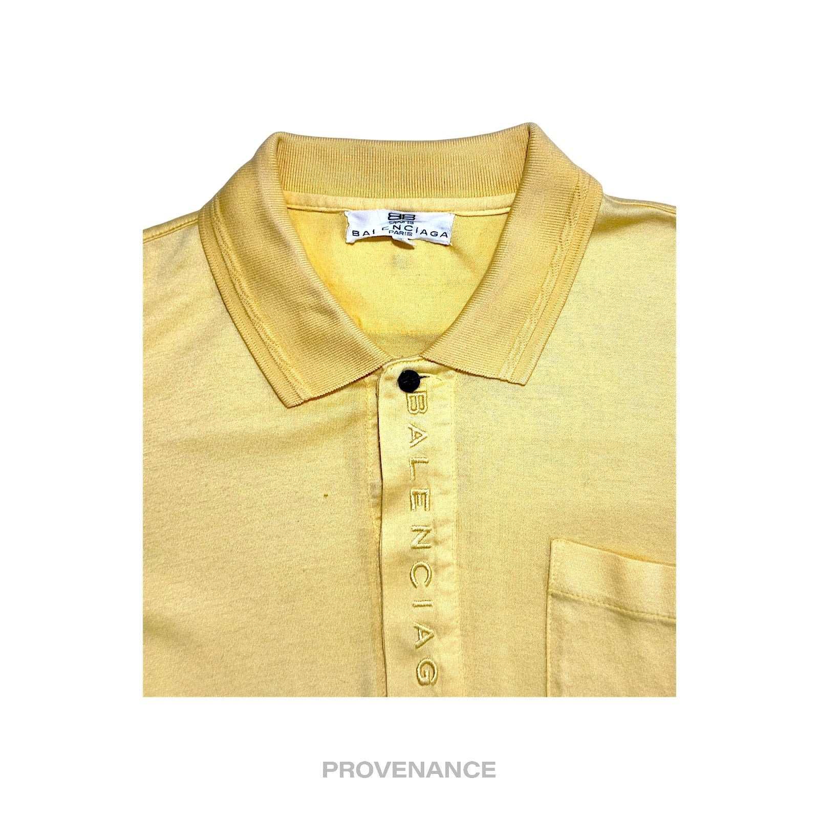 Balenciaga Logo Long Sleeve Polo Shirt - Powder Yellow M - 3