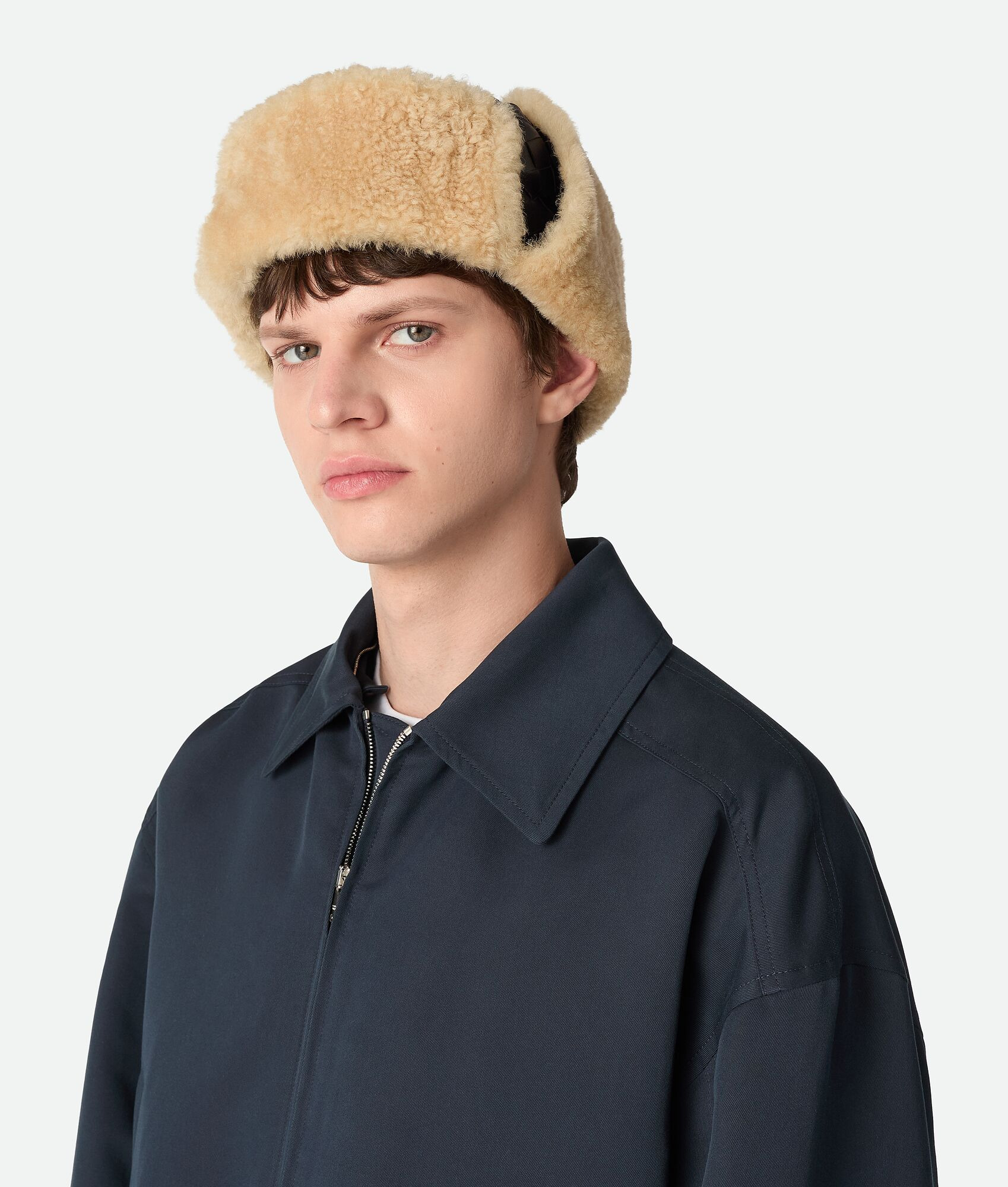 Intrecciato Leather Aviator Hat - 2