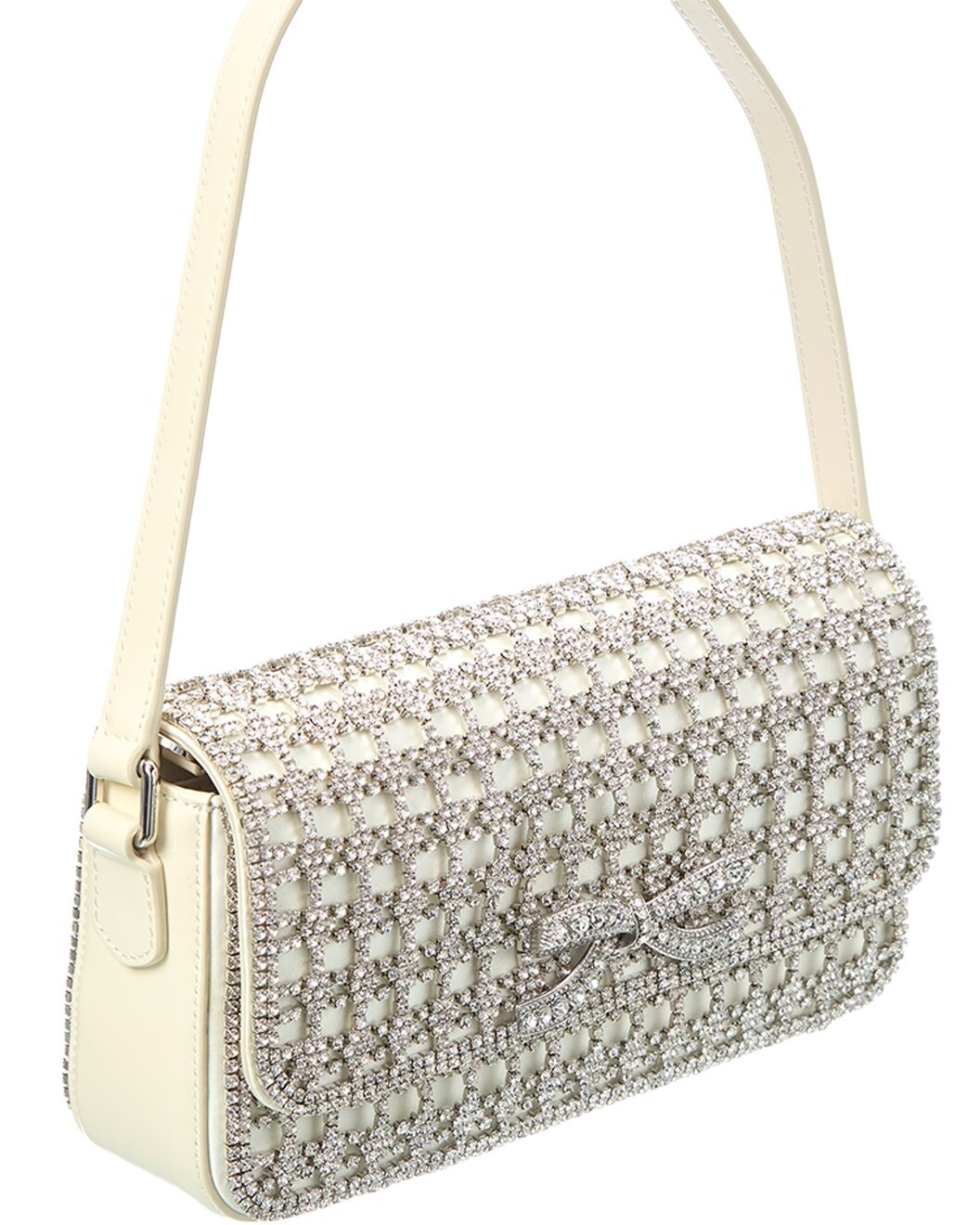 Self-Portrait Crystal Leather Baguette Bag - 3