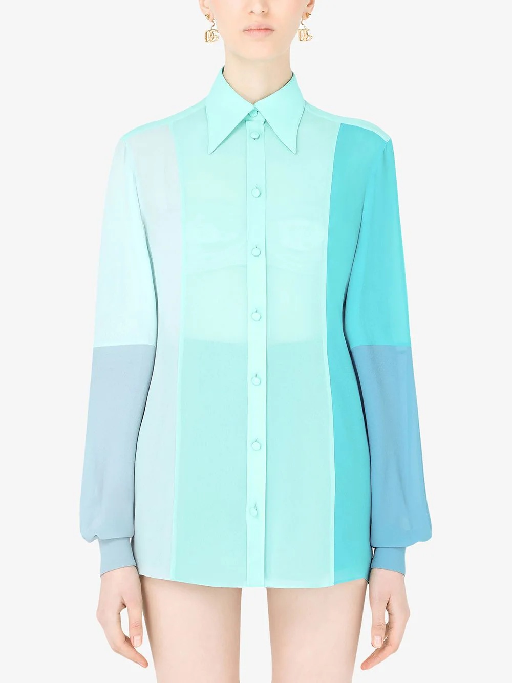 colour block long-sleeve shirt - 3