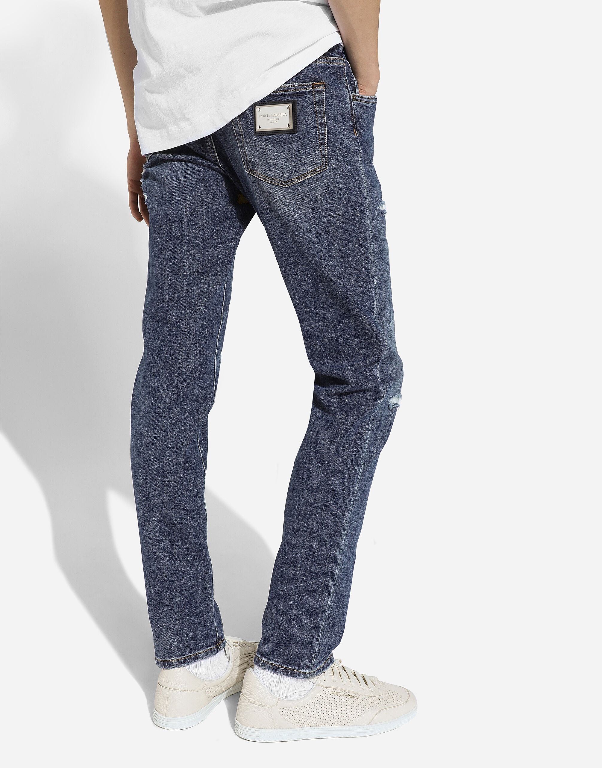 Slim-fit stretch blue denim jeans - 4