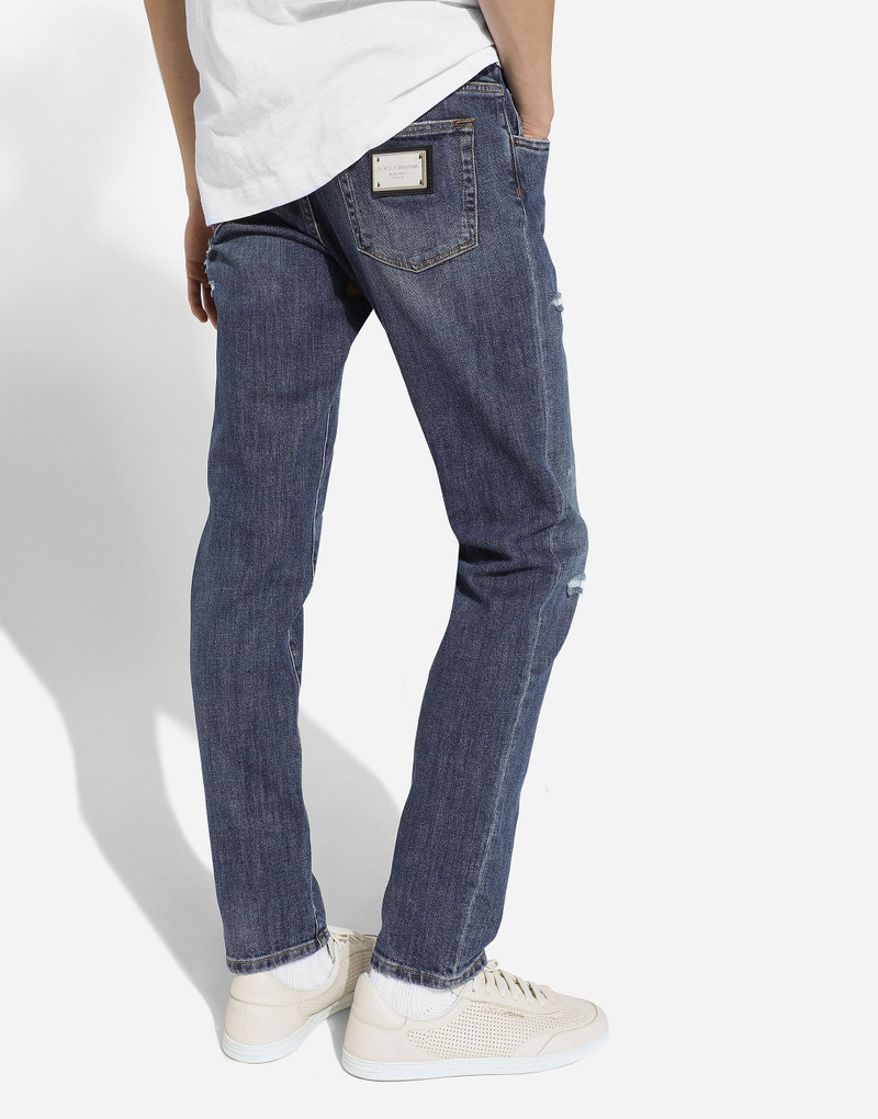 Slim-fit stretch blue denim jeans 4