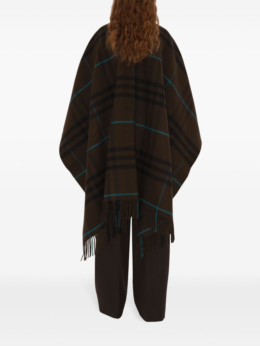 checked fringed cape - 4