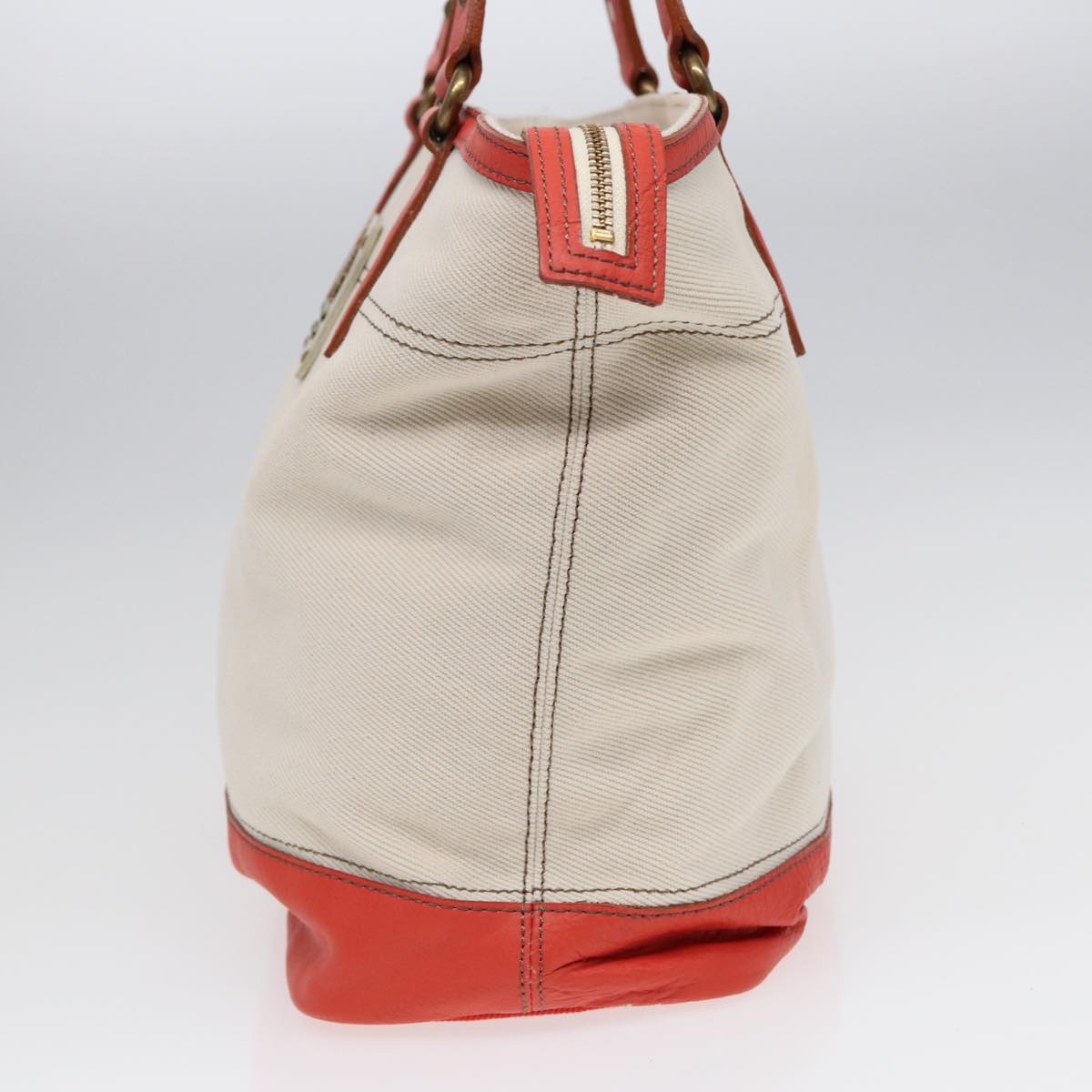 Burberry Blue Label Tote Bag Canvas White Orange - 4