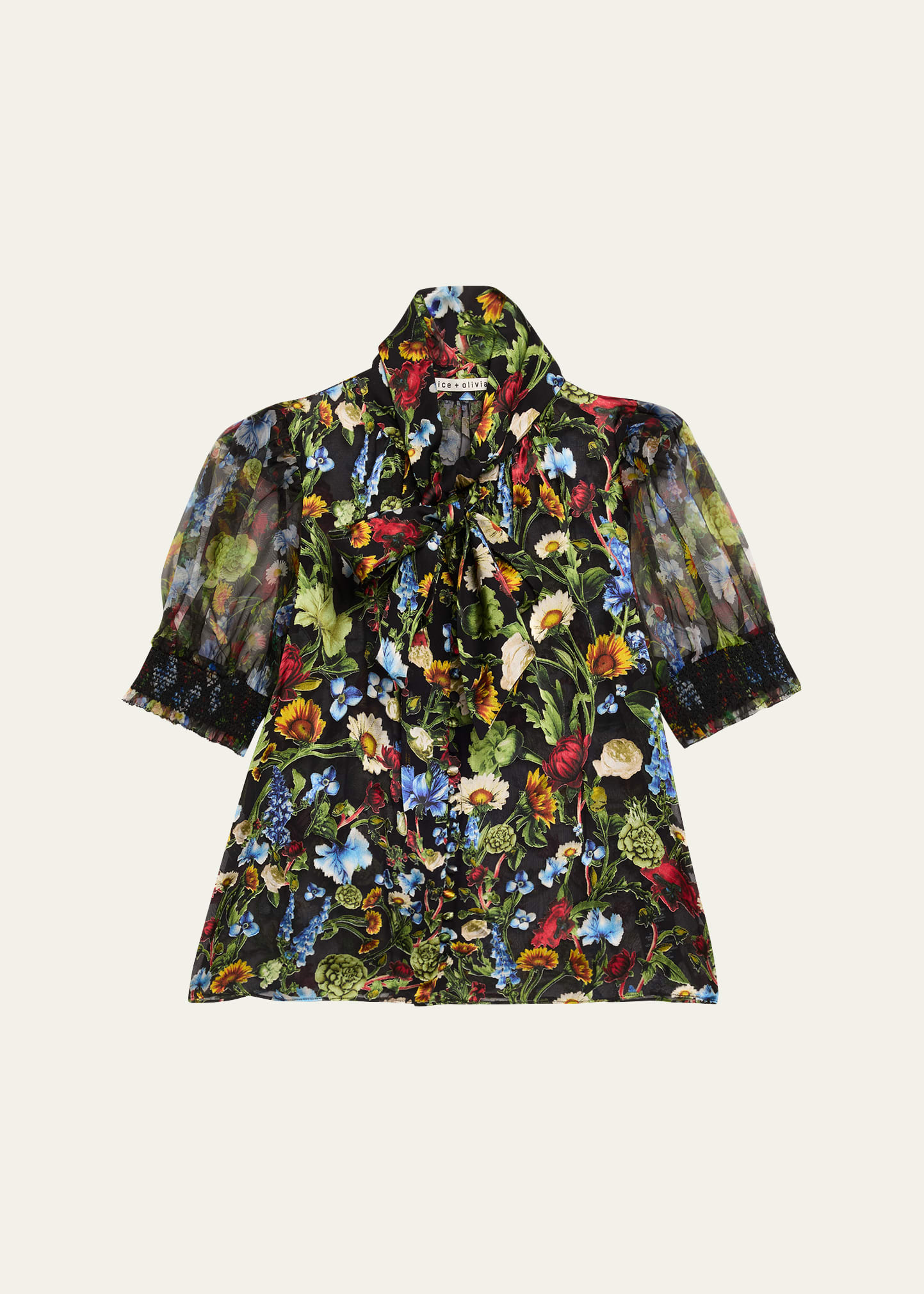 Brentley Floral Puff-Sleeve Blouse - 1