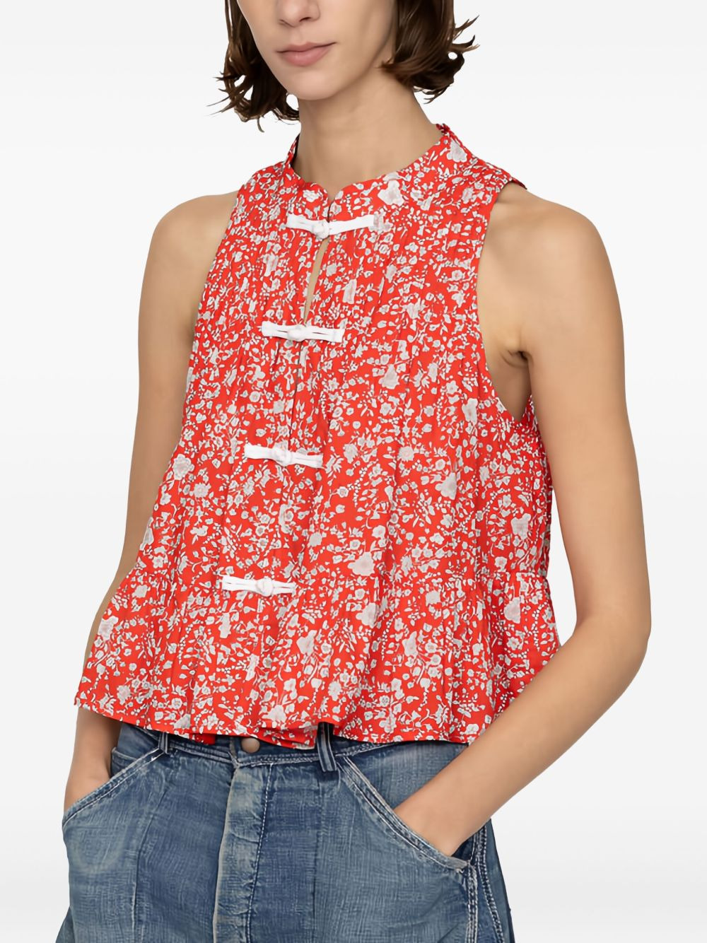 Lucille liberty floral-print knot top - 2
