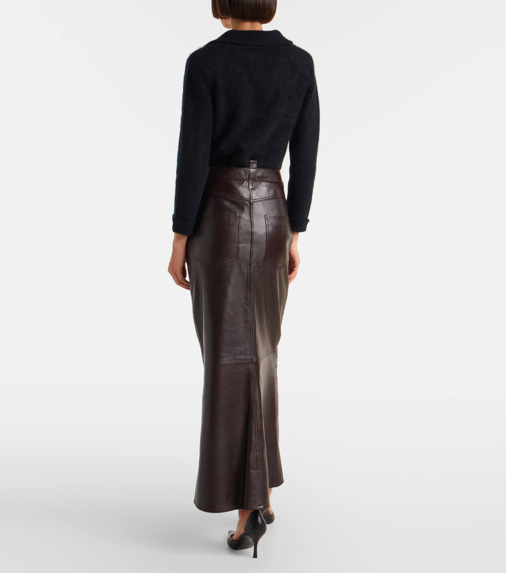 High-rise leather maxi skirt - 3