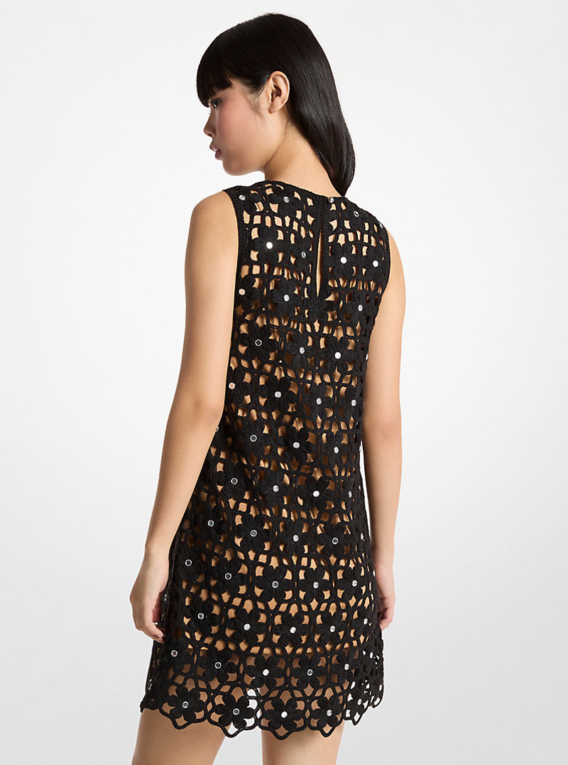 MICHAEL KORS Mirror Embellished Floral Crochet Dress outlook
