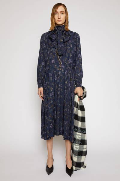 Acne Studios Paisley print tie-neck dress black/purple outlook