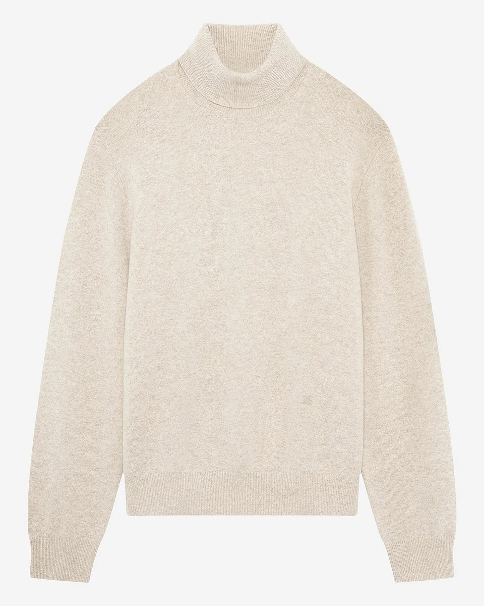 BEIGE CASHMERE TURTLENECK SWEATER - 1