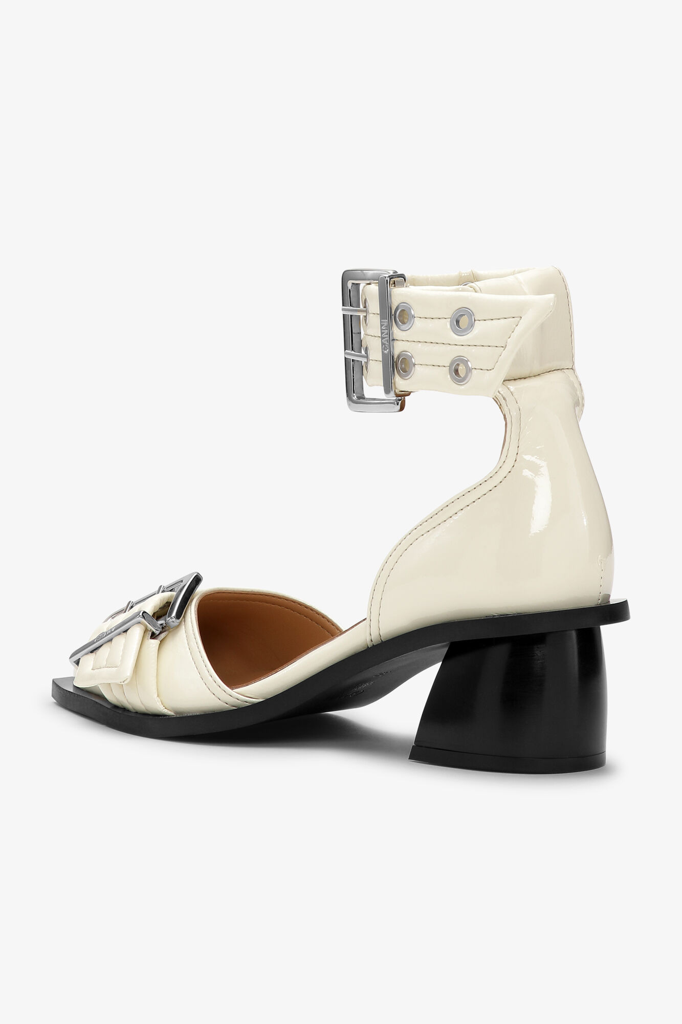IVORY FEMININE BUCKLE OPEN CUT PUMPS - 3