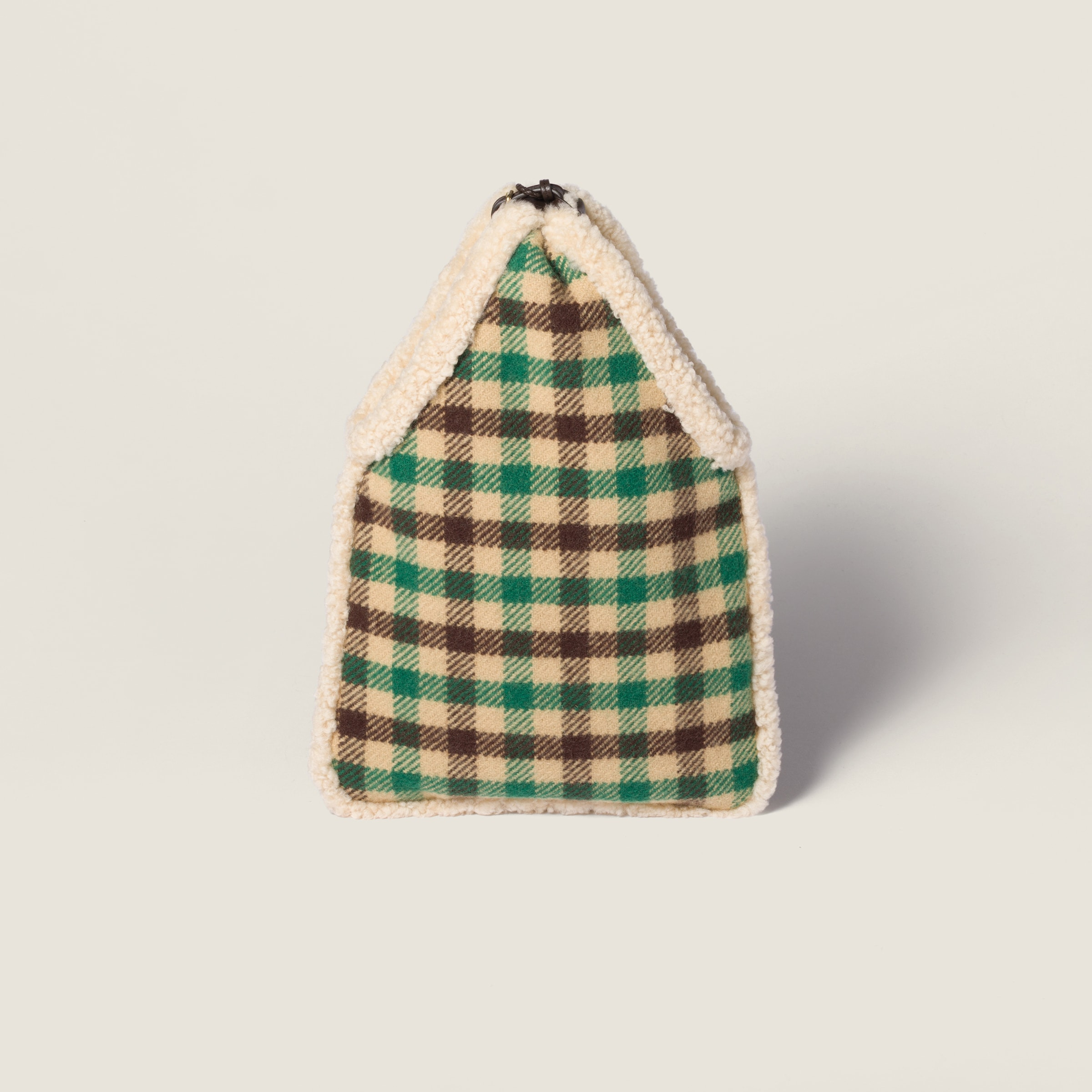 Gingham and shearling handbag - 3