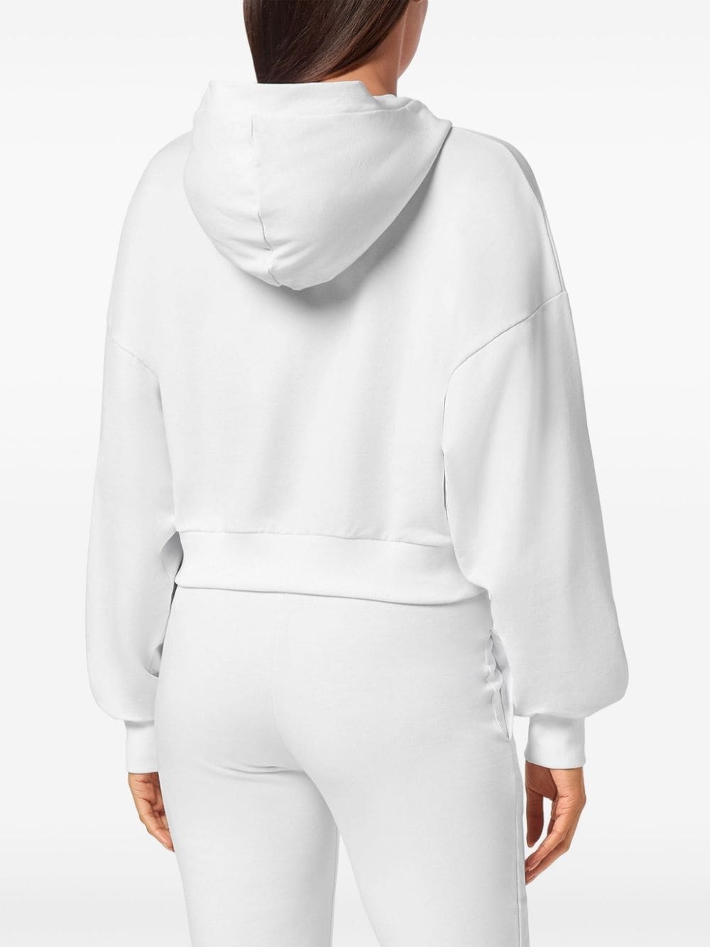 crystal-embellished cropped hoodie - 4
