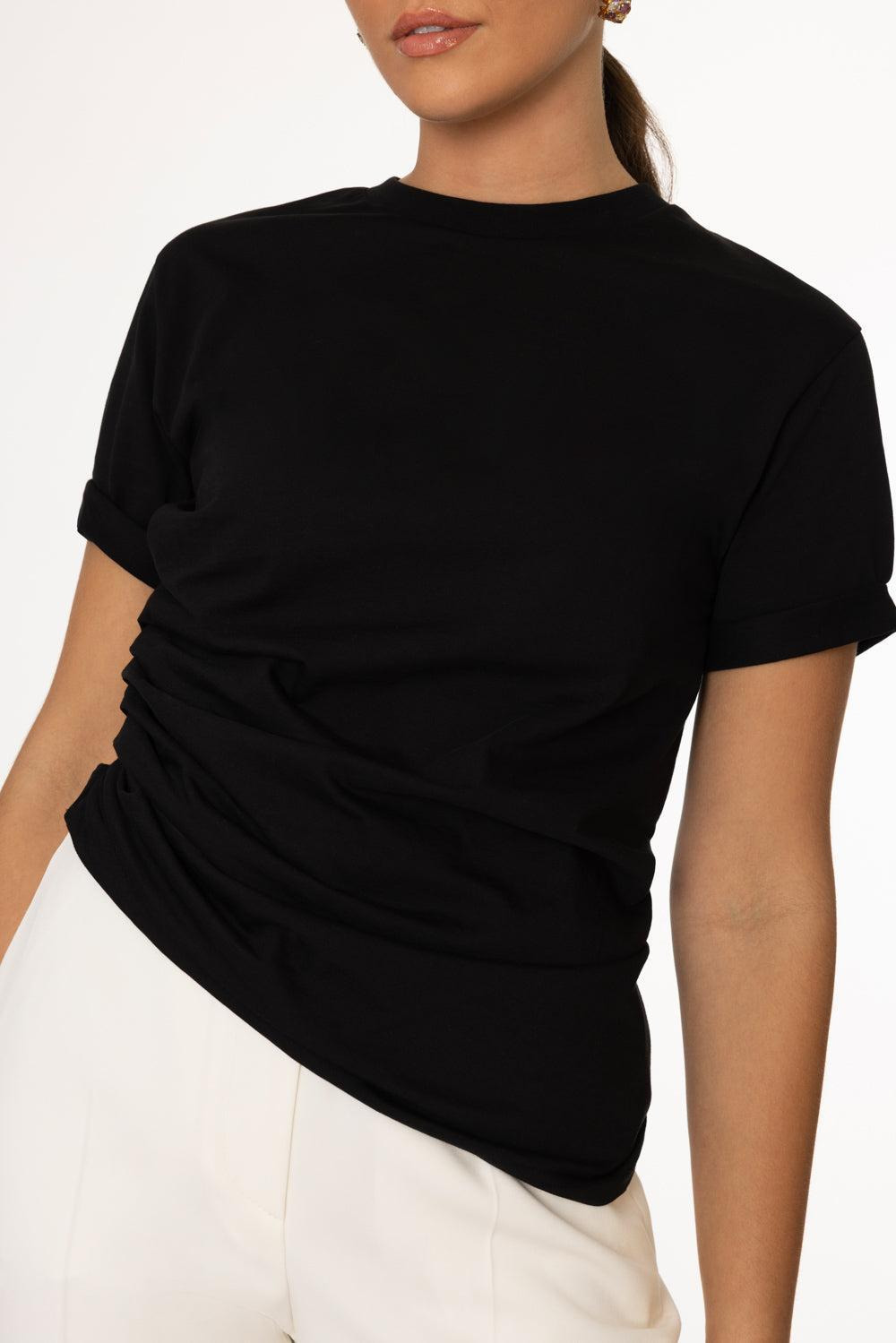 Gathered T-Shirt - Black - 2