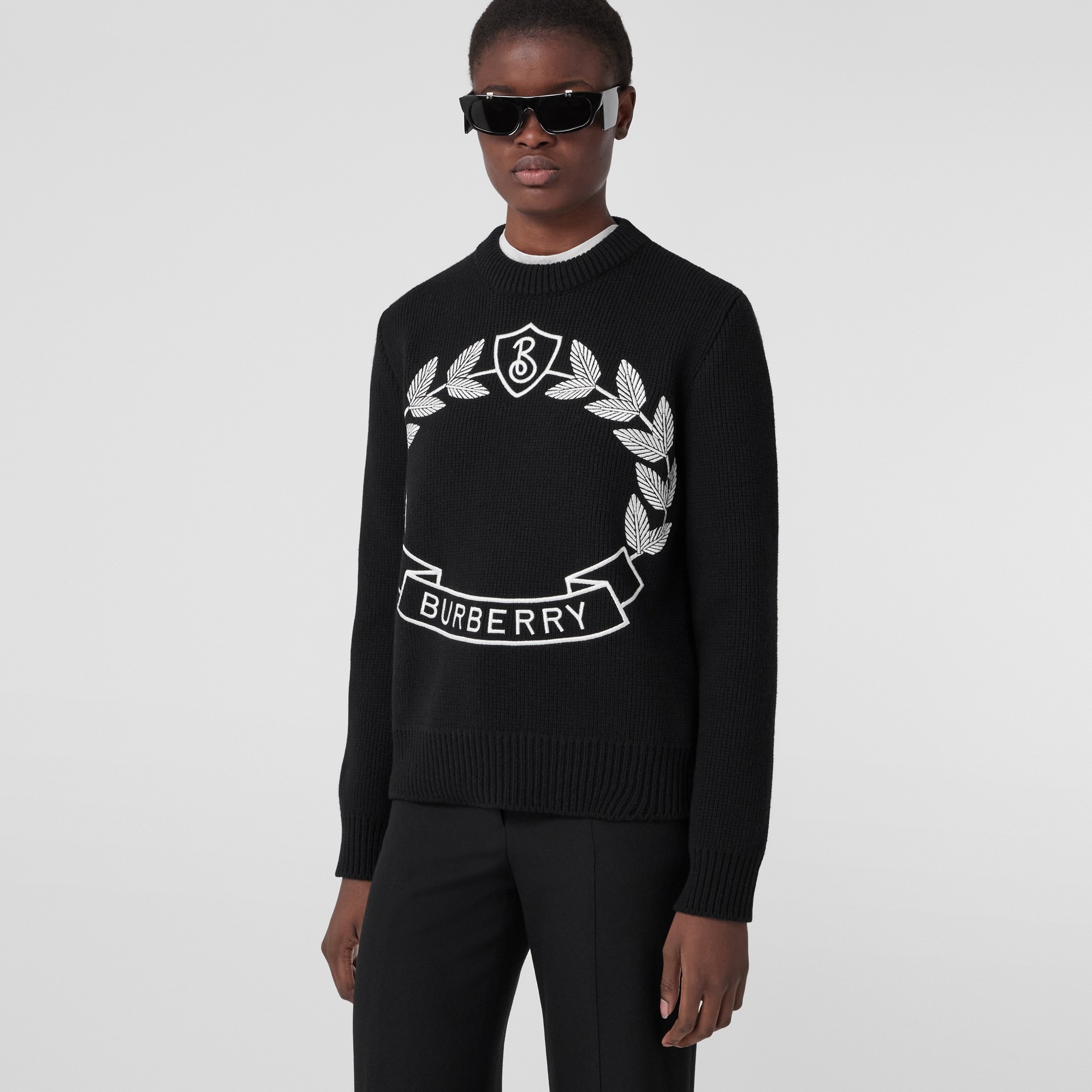 Oak Leaf Crest Wool Cashmere Sweater - 2