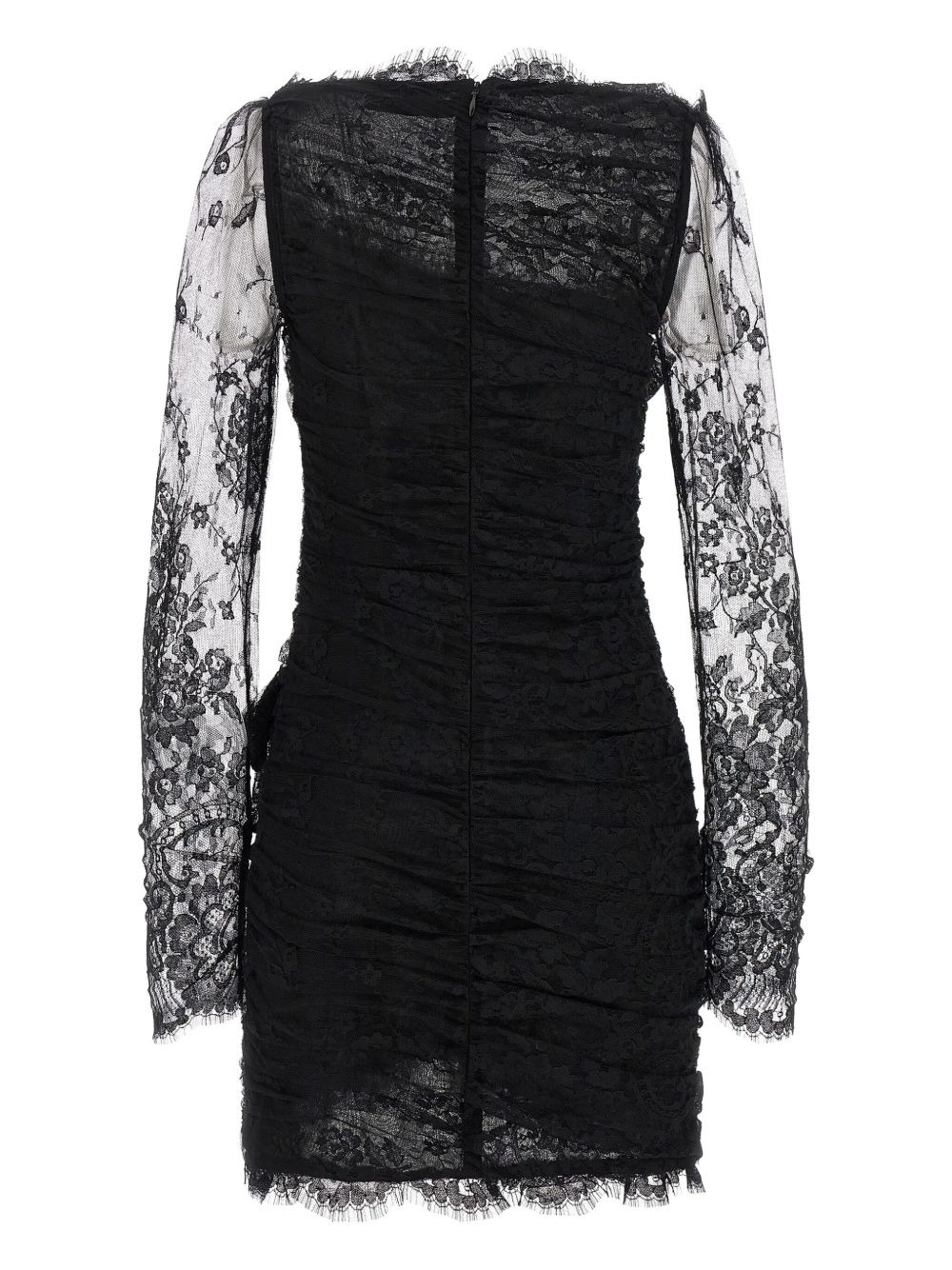 bow-detailed lace mini dress - 2
