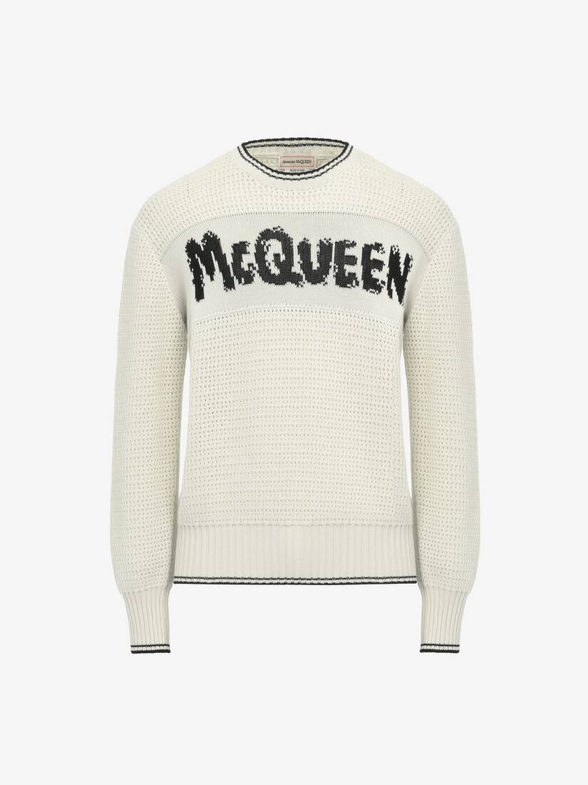 Men's McQueen Graffiti Jumper in Vanilla - 1