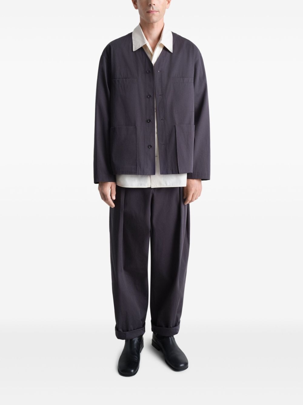 collarless overshirt - 2