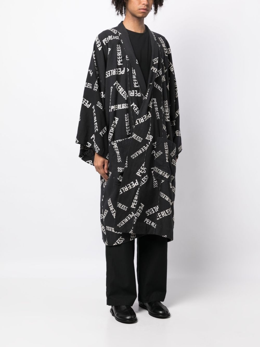slogan-print wide-sleeve jacket - 3